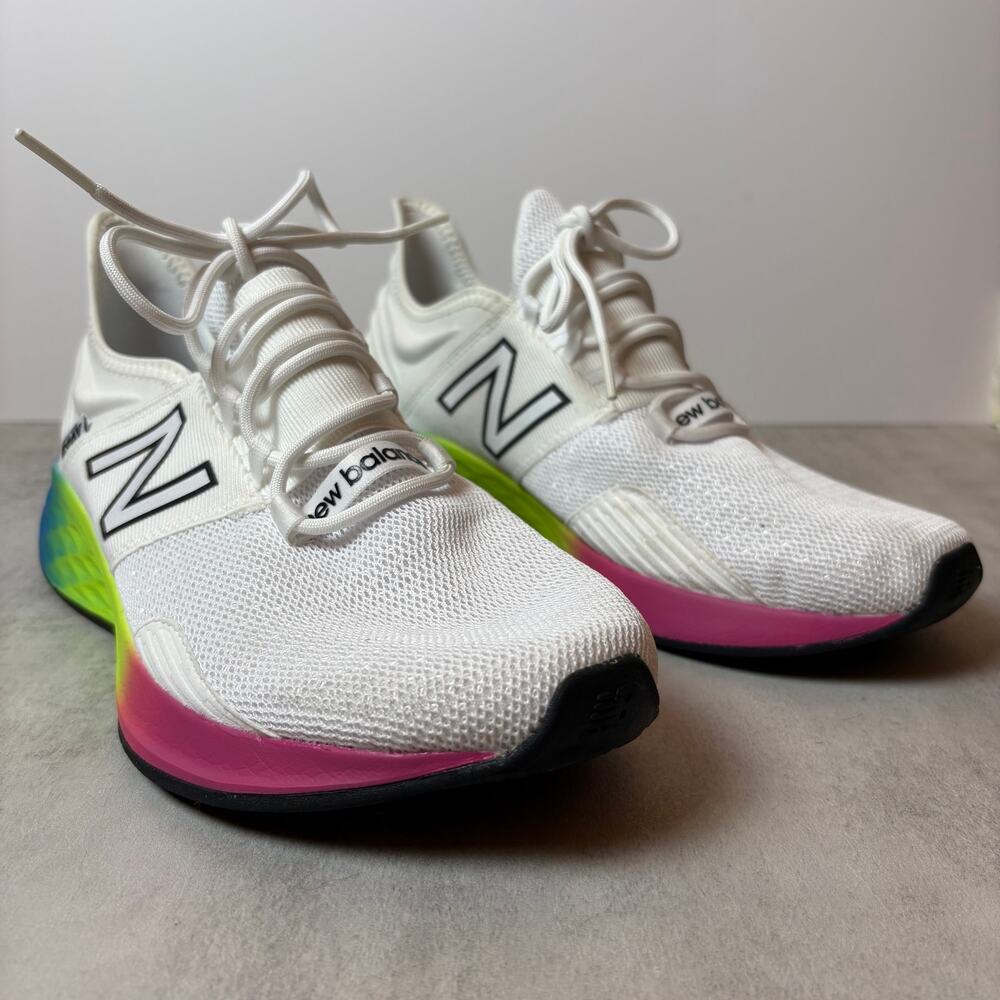 New Balance Women's 9.5 Roav v1 Running Sneakers White Rainbow Colorway